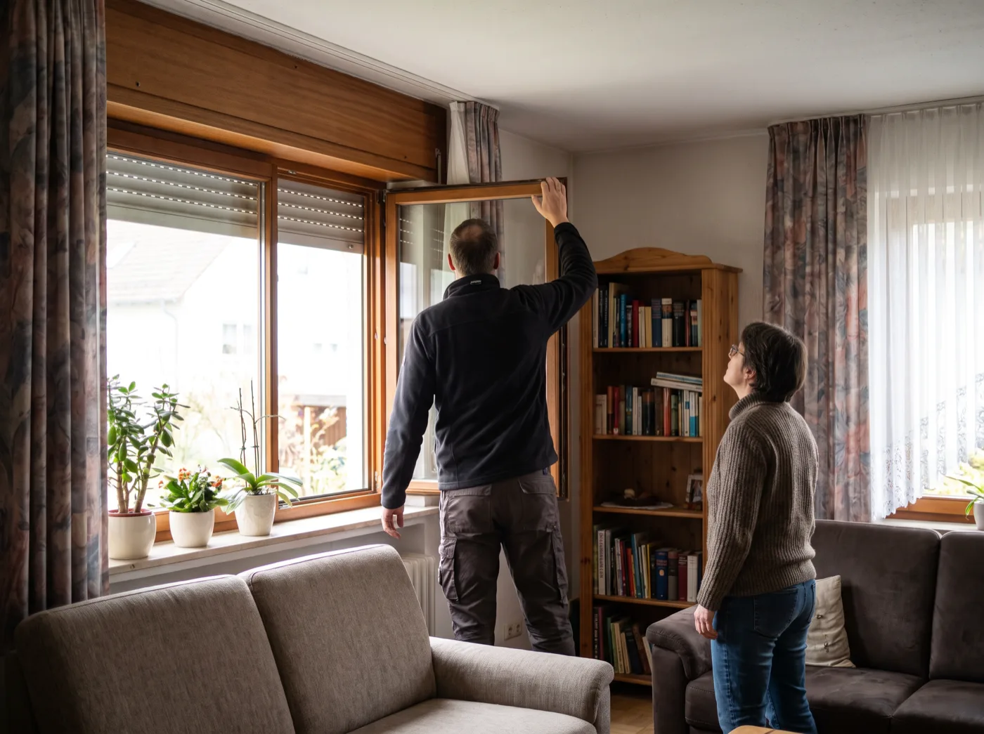 Rollladenkasten am Wohnzimmerfenster prüfen